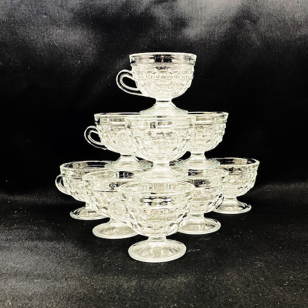 Vintage Colony Glass Clear Whitehall Punch Cups, Set of 10