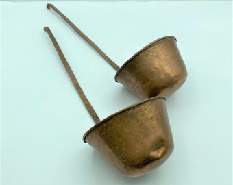 Vintage Hammered Copper Dipping Ladles, Set of 2
