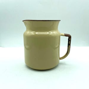 Vintage Tan Enamelware Milk Pitcher