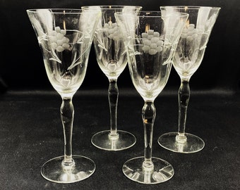 Long Stem Wine Glasses Gold Band - Ark Antiques, La Jolla, CA