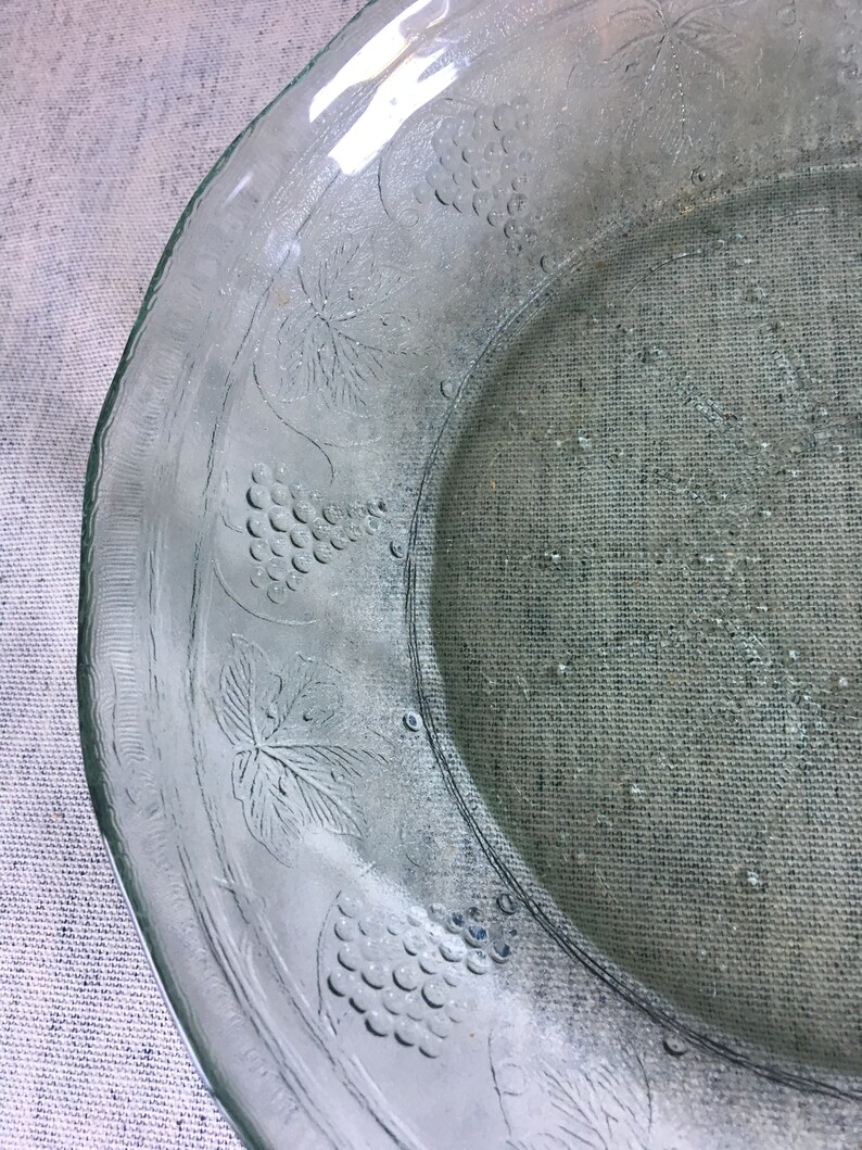 Vintage Arcoroc Minos Sapphire Coupe Soup Bowl Teal Paneled Grape Glass Bowl