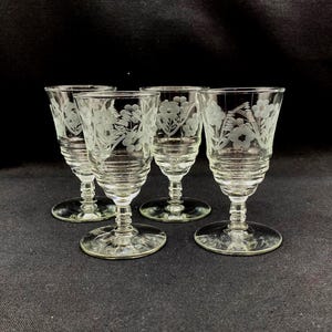 Vintage Rock Sharpe Cut Floral Juice Glasses, Set of 4, Pattern 3005 - 2