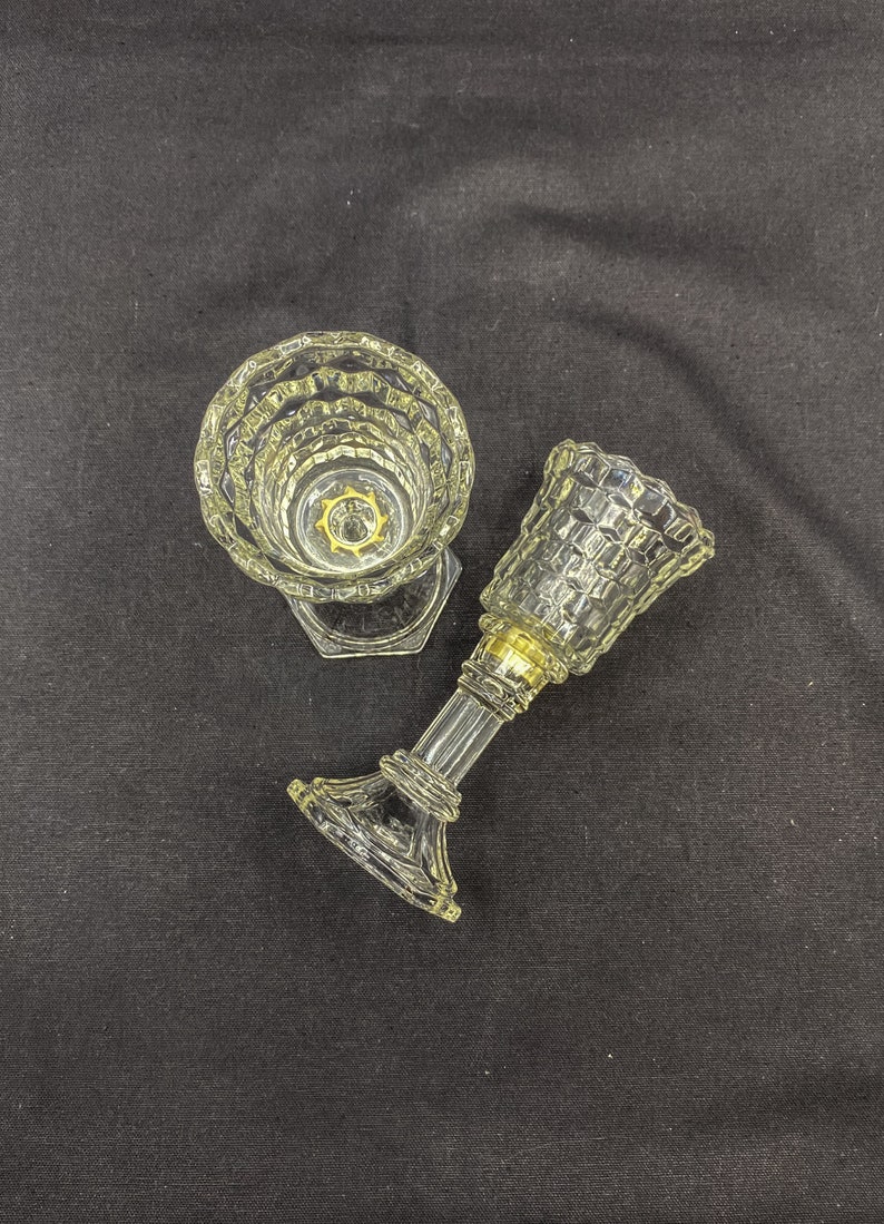 Vintage Cubist Glass Votive Candlestick Holders