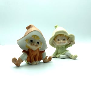 Vintage Homco Pixie Figurines, Elf Figurine, Set of 2