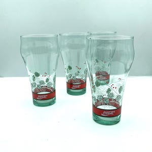 Vintage Libbey Coca Cola Christmas Pine Cone Tumblers, Set of 4