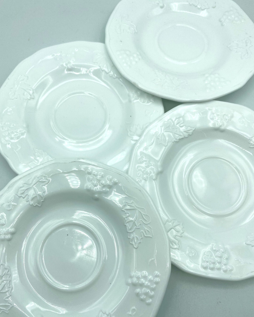 Vintage Colony Harvest Milk Glass Saucers Set of 4 Etsy