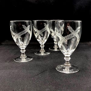 Cut Glass Wheat Water Goblets, Set of 4
