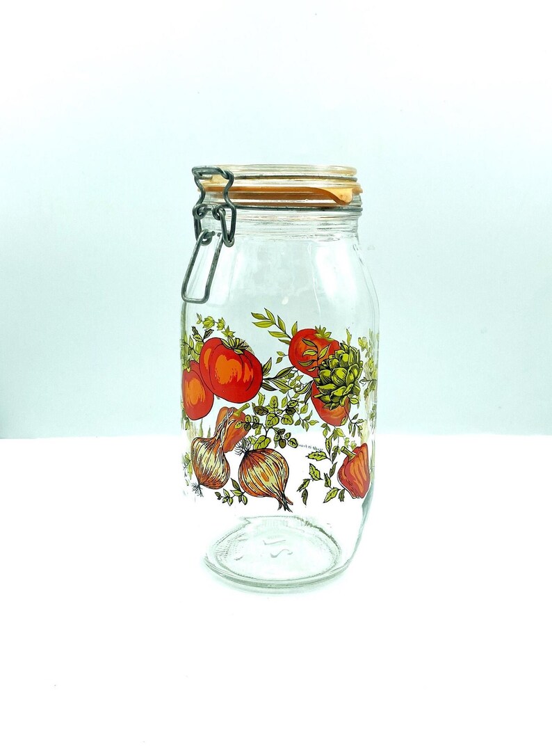 Vintage Arcoroc France 2 Liter Spice of Life Glass Canister, Glass Storage Jar immagine 1