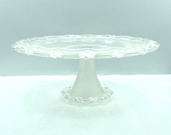Vintage Frosted Satin Glass Open Lace Cake Stand