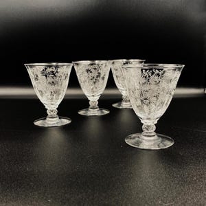 Vintage Fostoria Chintz Claret Oyster or Fruit Cocktail Glass, Set of 4