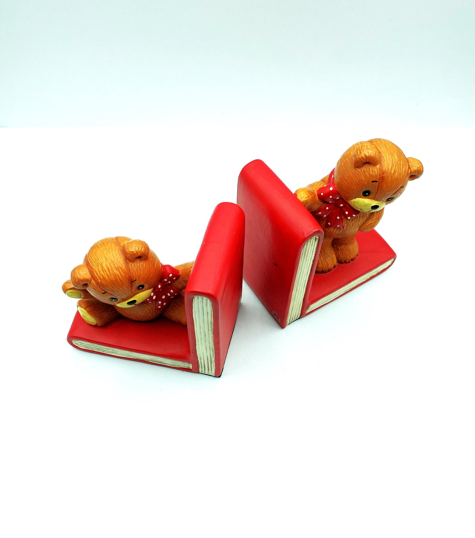 Vintage Teddy Bear Bookends Enesco Etsy