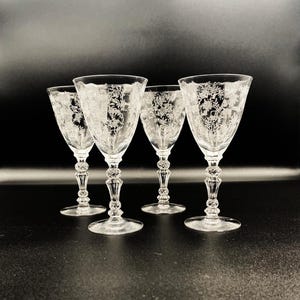 Vintage Fostoria Chintz Claret Wine Glass, Set of 4