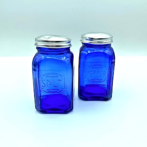 Vintage Cobalt Blue Glass Salt and Pepper Shakers