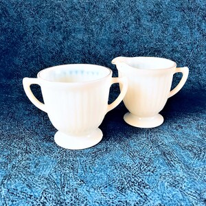 Macbeth Evans Petalware Cremax Gold Trimmed Sugar Bowl and Creamer, Depression Glass