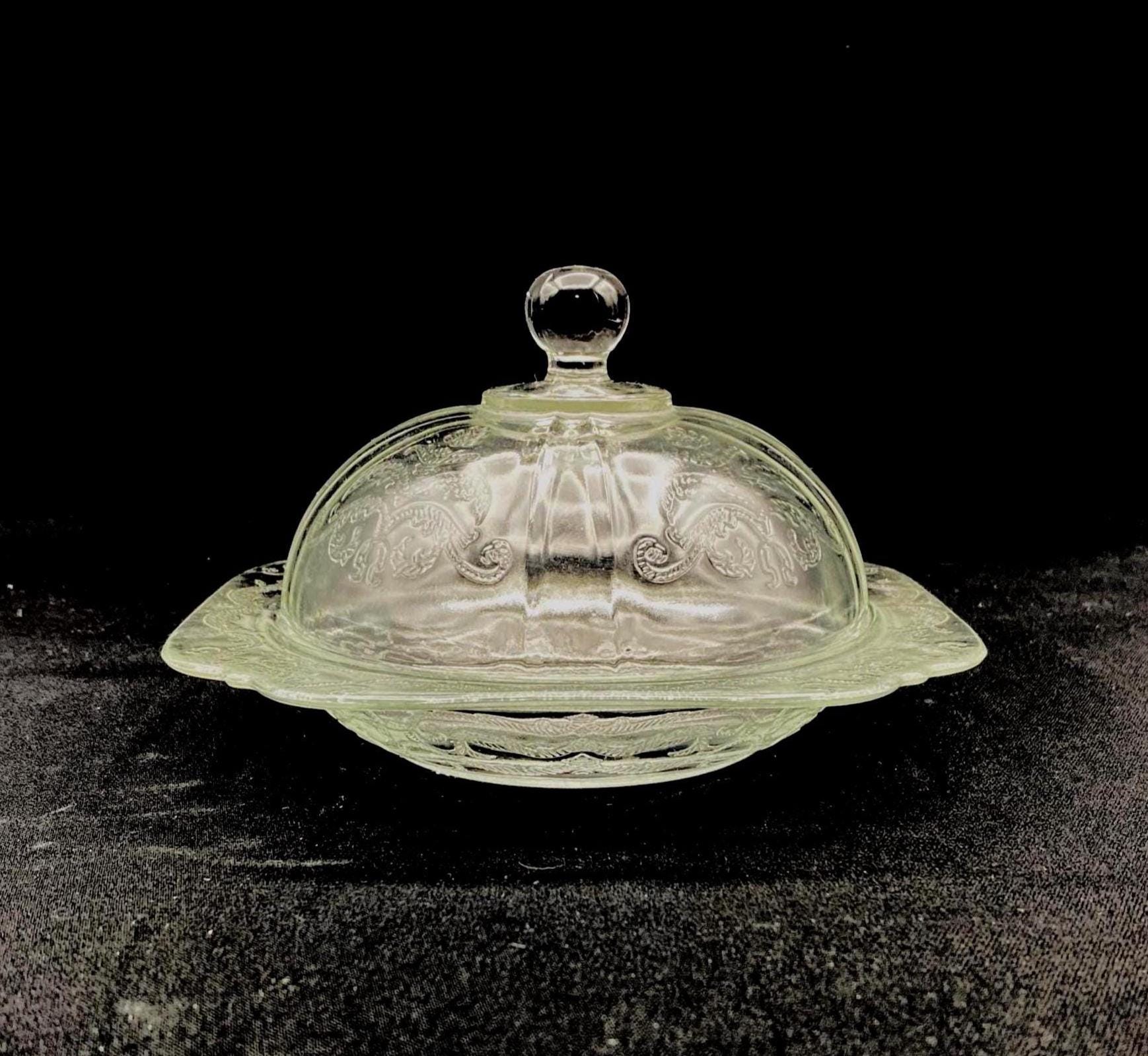 フェデラル　クリスタル 　マドリッドキャンディディッシュスクエアバタードーム Madrid Butter Dish - Etsy