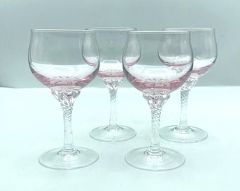 Vintage Sasaki Coronation Pink Wine Glasses, Set of 4