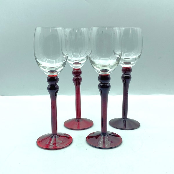 Ruby Red Stem Wine Glasses Etsy
