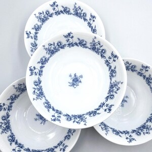 Vintage Arcopal Glenwood Blue Floral Cereal Bowls, Set of 4