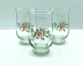 Vintage Pfaltzgraff Tea Rose Water Tumblers, Set of 3