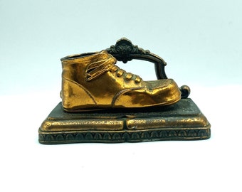 Vintage Bronzed Baby Shoe Bookend