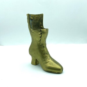 Vintage Brass Victorian Ladies Boot Planter