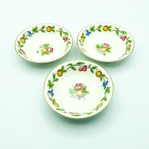 Homer Laughlin Orchard Fruit or Sauce Bowls, Eggshell Nautilus, Fruit Center, Set of 3