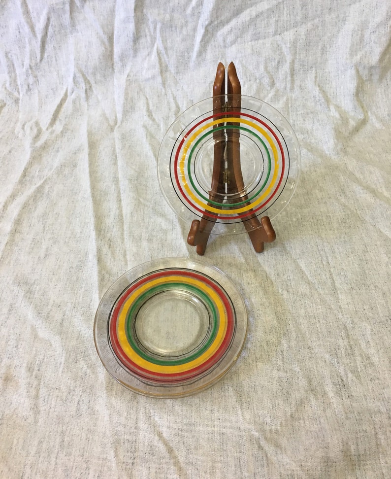 Set of 4 Banded Rings Dessert Plates