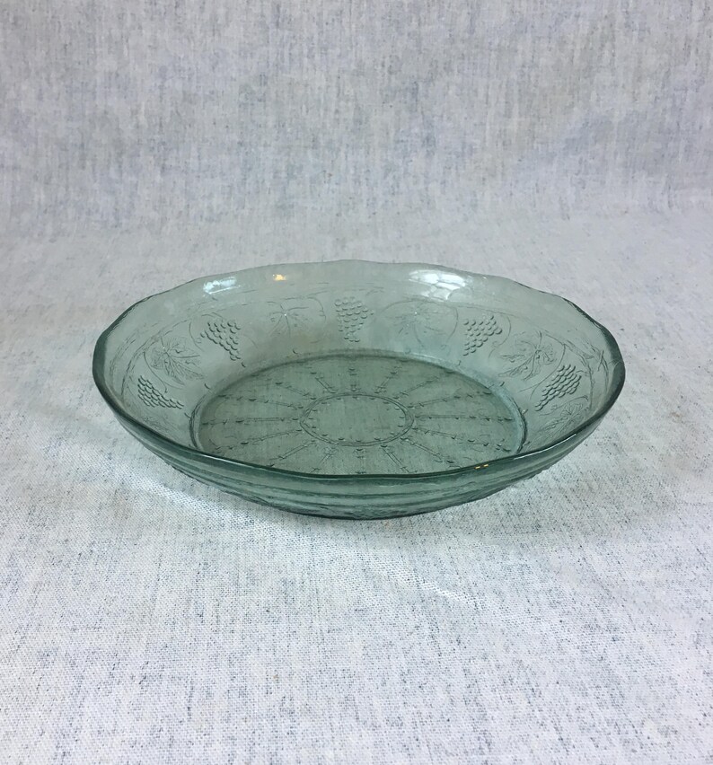 Vintage Arcoroc Minos Sapphire Coupe Soup Bowl Teal Paneled Grape Glass Bowl