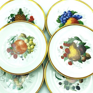 Vintage Winterling Bavaria Fruit Motif Salad Plates, Set of 6