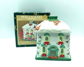 Pfaltzgraff Winterberry Pierced House Tea Light Candle Holder