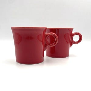 Vintage Red Fiestaware Tom and Jerry Mugs, Set of 2, Post 1986 Fiesta