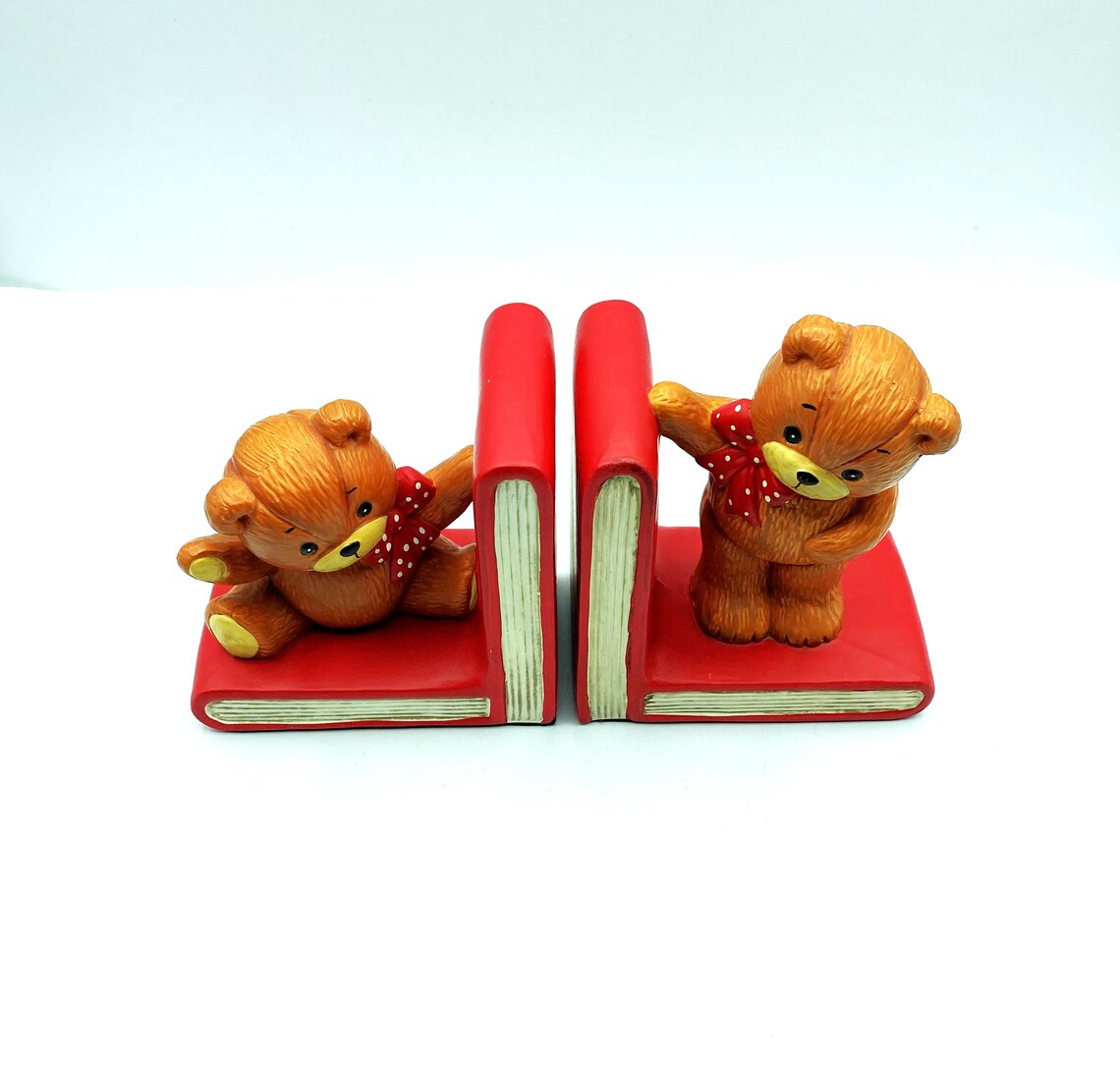 Vintage Teddy Bear Bookends Enesco Etsy