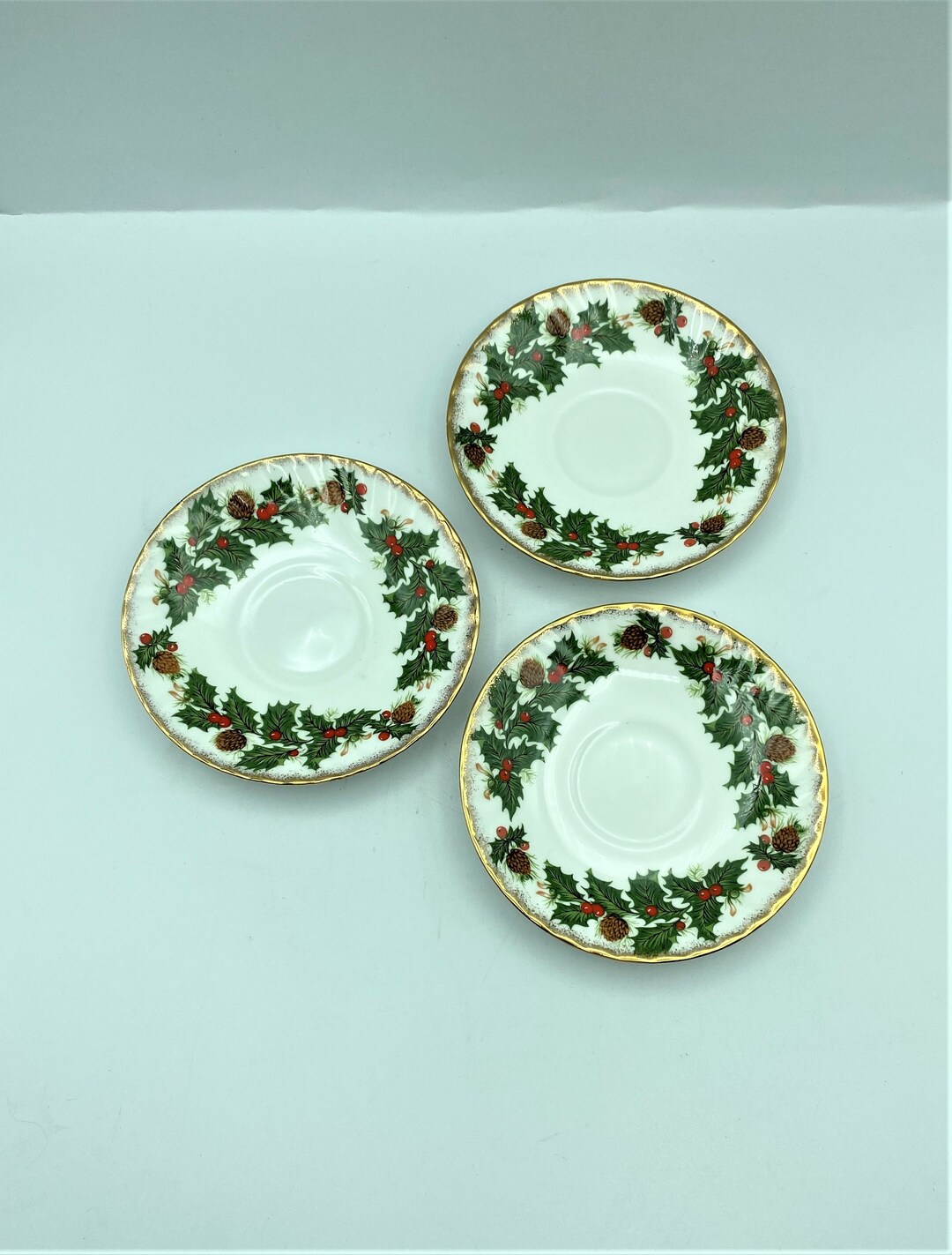 Vintage Rosina Queens Yuletide Saucers, Set of 3 Etsy