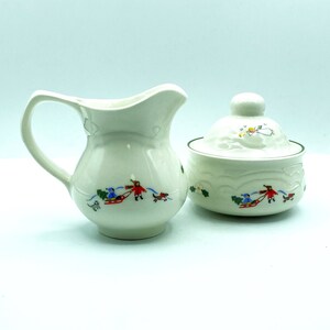 Vintage Pfaltzgraff Snow Village Sugar Bowl and Creamer