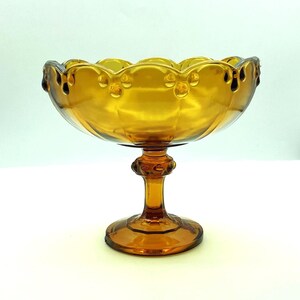 Indiana Amber Glass Teardrop Garland Pedestal Compote