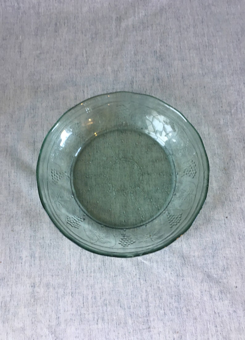 Vintage Arcoroc Minos Sapphire Coupe Soup Bowl Teal Paneled Grape Glass Bowl
