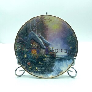 Vintage Thomas Kinkaid "February Collector's Plate, "Sweetheart Cottage" A Simpler Time