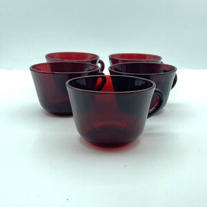 Vintage Anchor Hocking Royal Ruby Cups, Set of 5