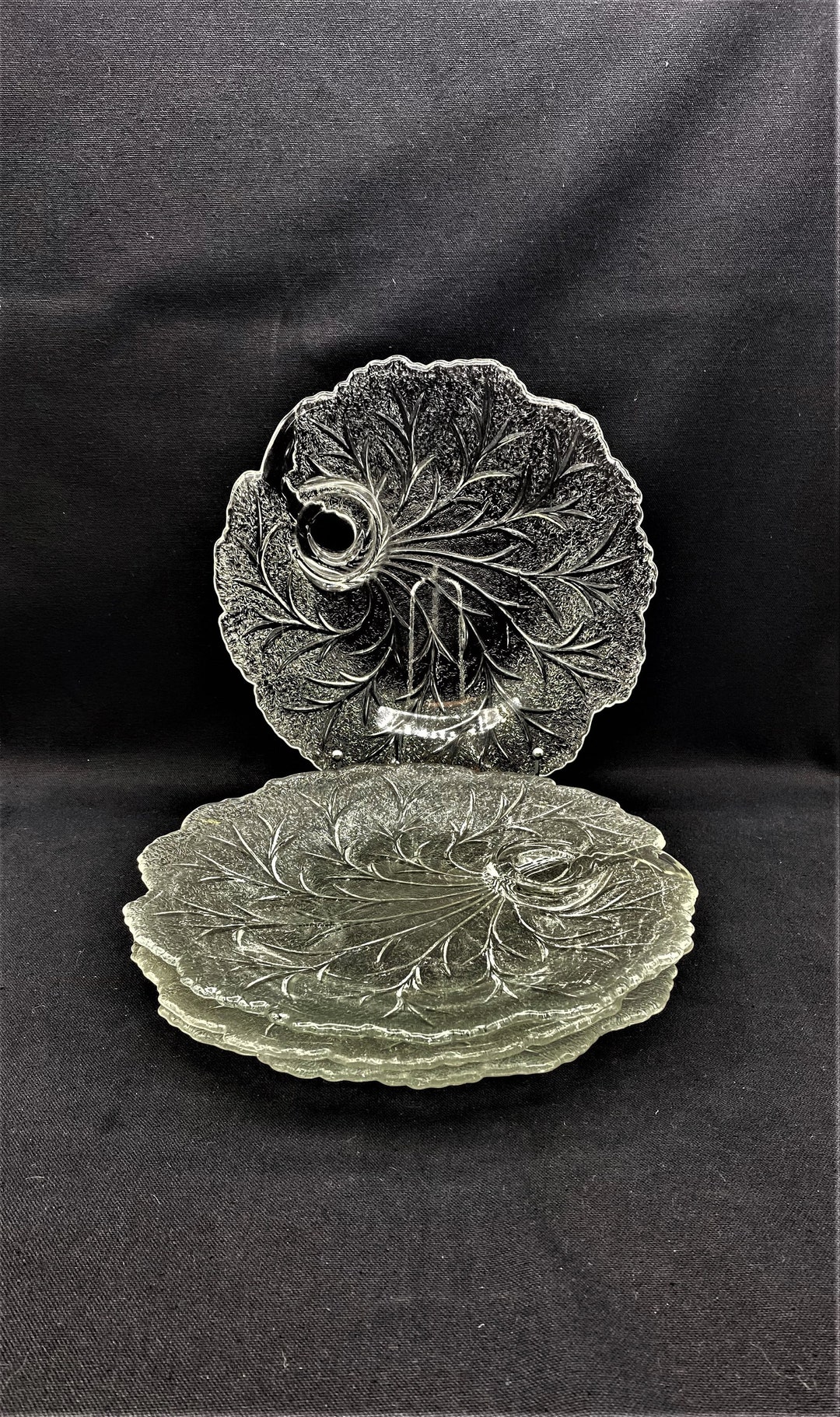 Indiana Glass Pebble Leaf Snack Set Plates, Set of 4 Etsy