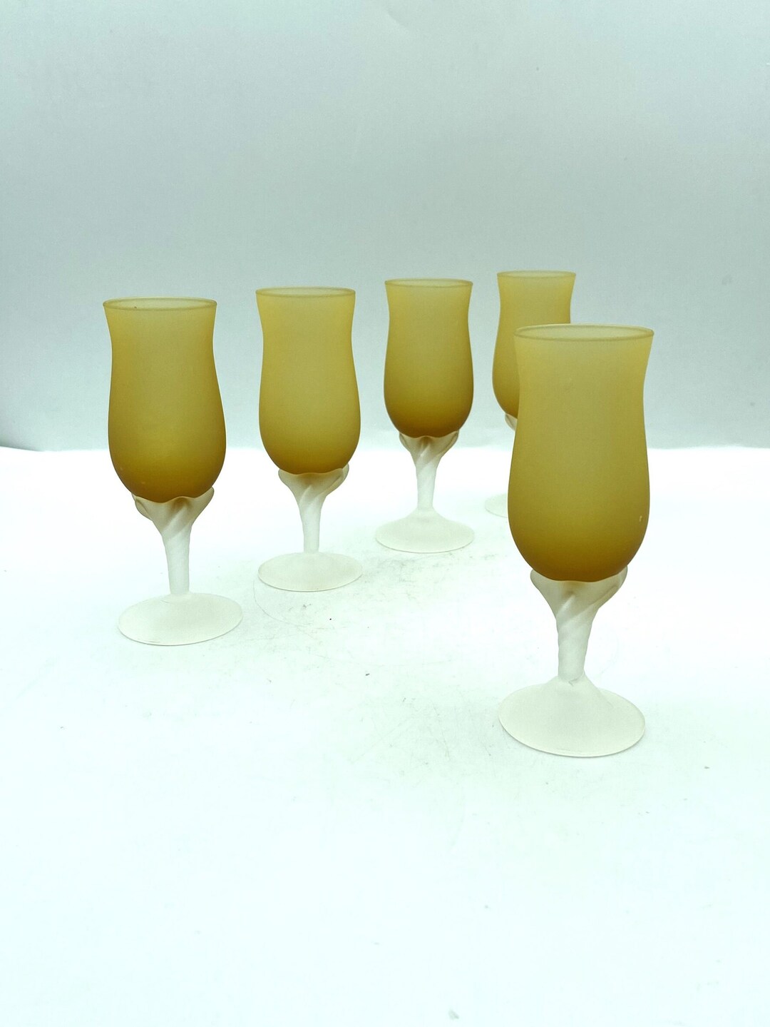 Vintage Italian Satin Glass Cordials Set of 5 Etsy