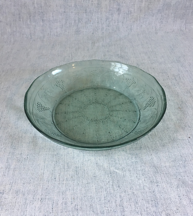 Vintage Arcoroc Minos Sapphire Coupe Soup Bowl Teal Paneled Grape Glass Bowl