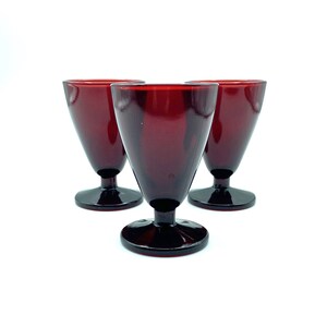 Vintage Anchor Hocking Royal Ruby Cordial Wine Glass, Set of 3
