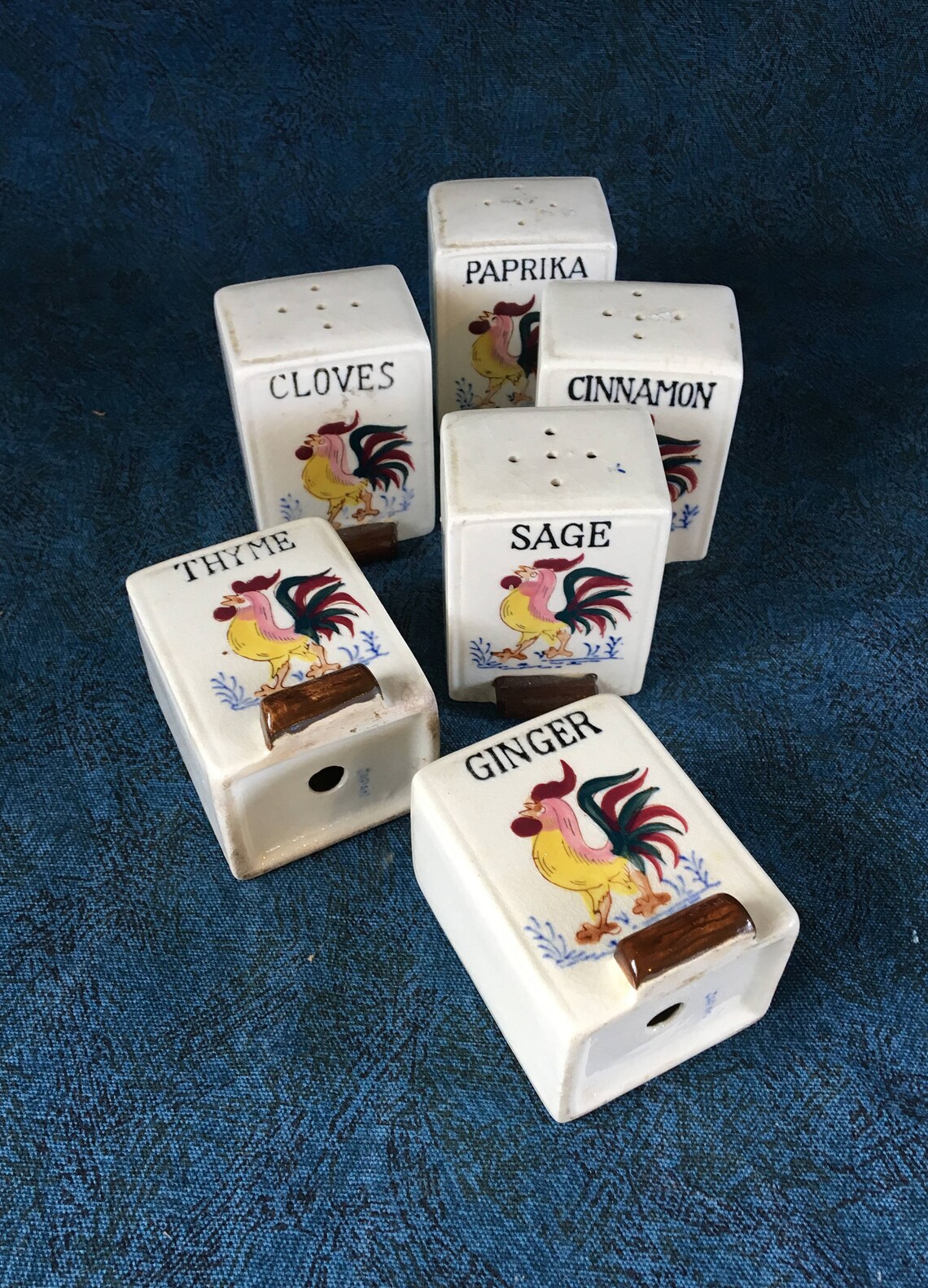 Vintage Spice Jars With Roosters Made in Japan Mid Century Etsy