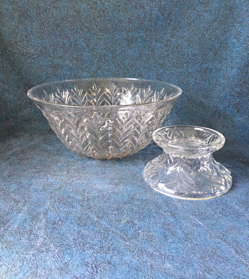 Feather Glass Pedestal Wedding Punch Bowl Set With Etsy