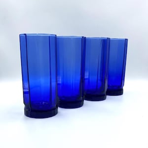 Vintage Anchor Hocking Blue Essex Iced Tea Glasses, Set of 4