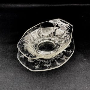 Vintage Cut Floral Sauce Boat with Underplate