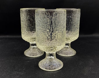 Vintage Indiana Glass Crystal Ice Water Goblets, Set of 3