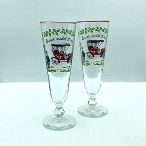 Vintage Libbey Horseless Carriage Pilsner Glasses, Set of 2