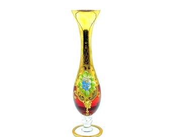 Vintage Bohemian Art Glass Bud Vase