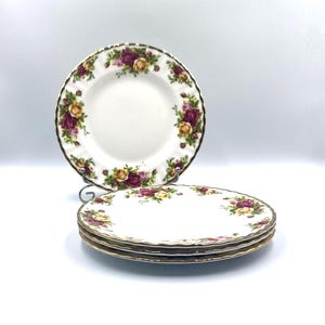 Vintage Royal Albert Old Country Roses Salad Plates, Set of 4